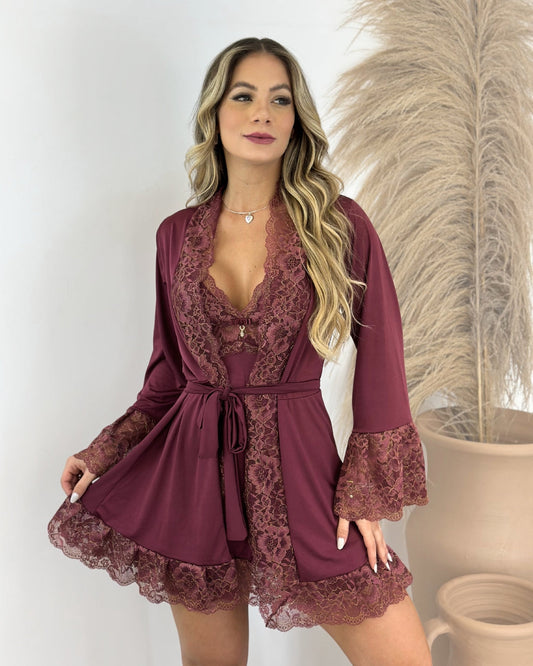 Conjunto Château Margaux - Camisola + Robe e Calcinha
