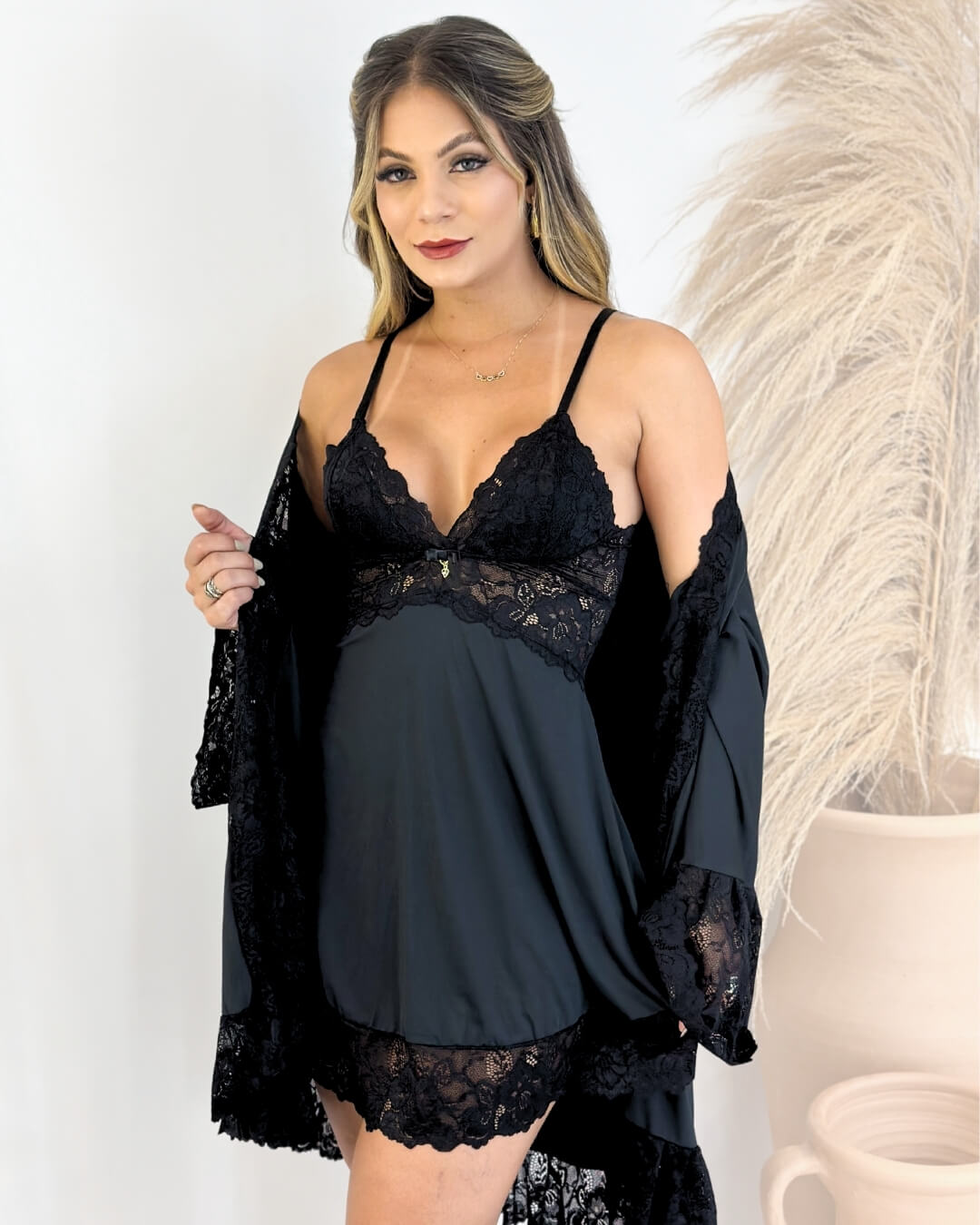 Conjunto Sauvage Dior - Camisola + Robe e Calcinha