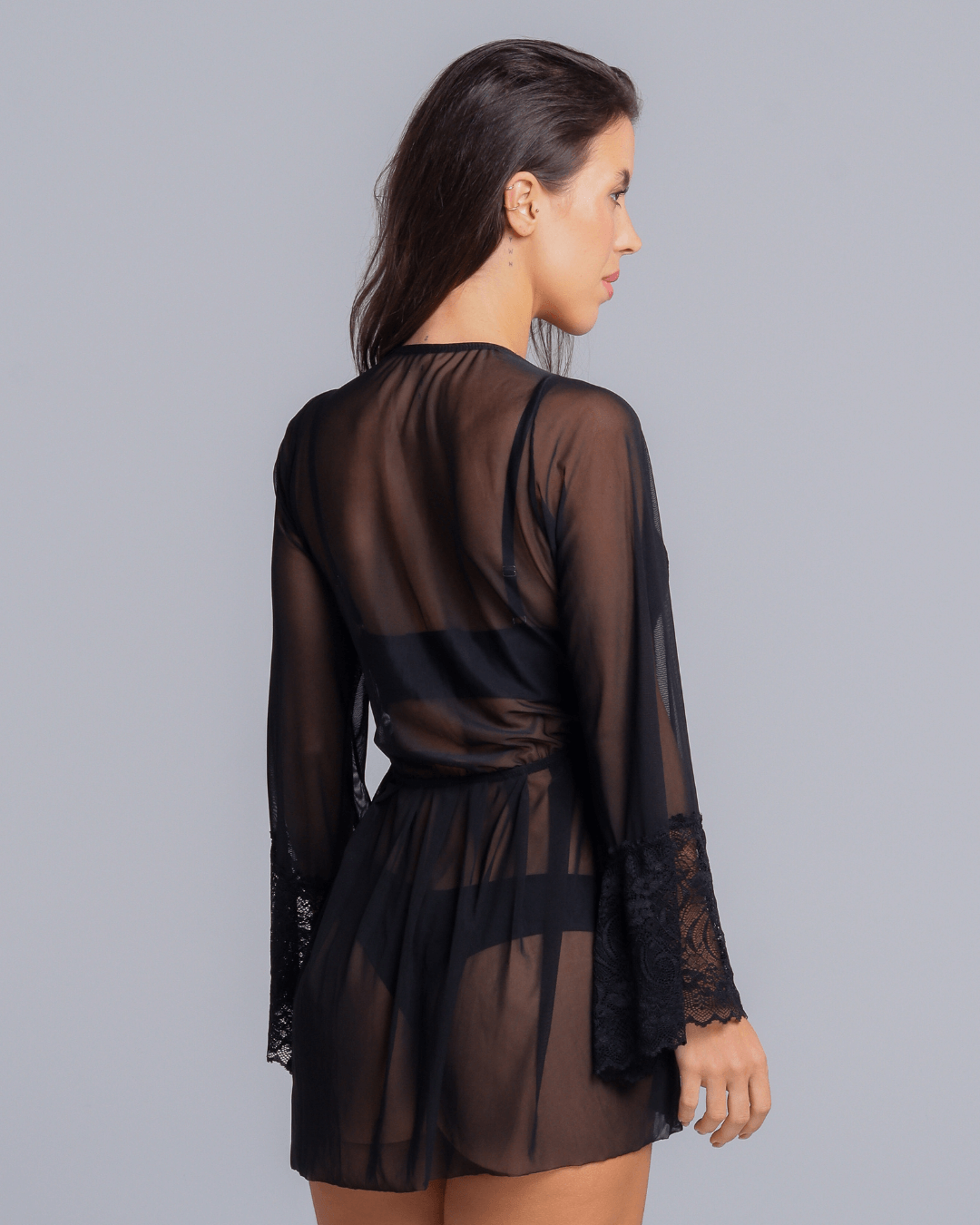 Robe La Rouge em Renda e Tule - Preto